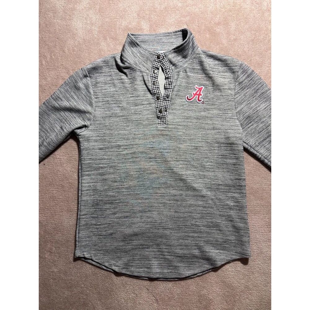 Alabama Crimson Tide GameDay Couture Gray Houndstooth Snap Pullover Size M